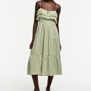 Zara Olive Striped Midi Dress